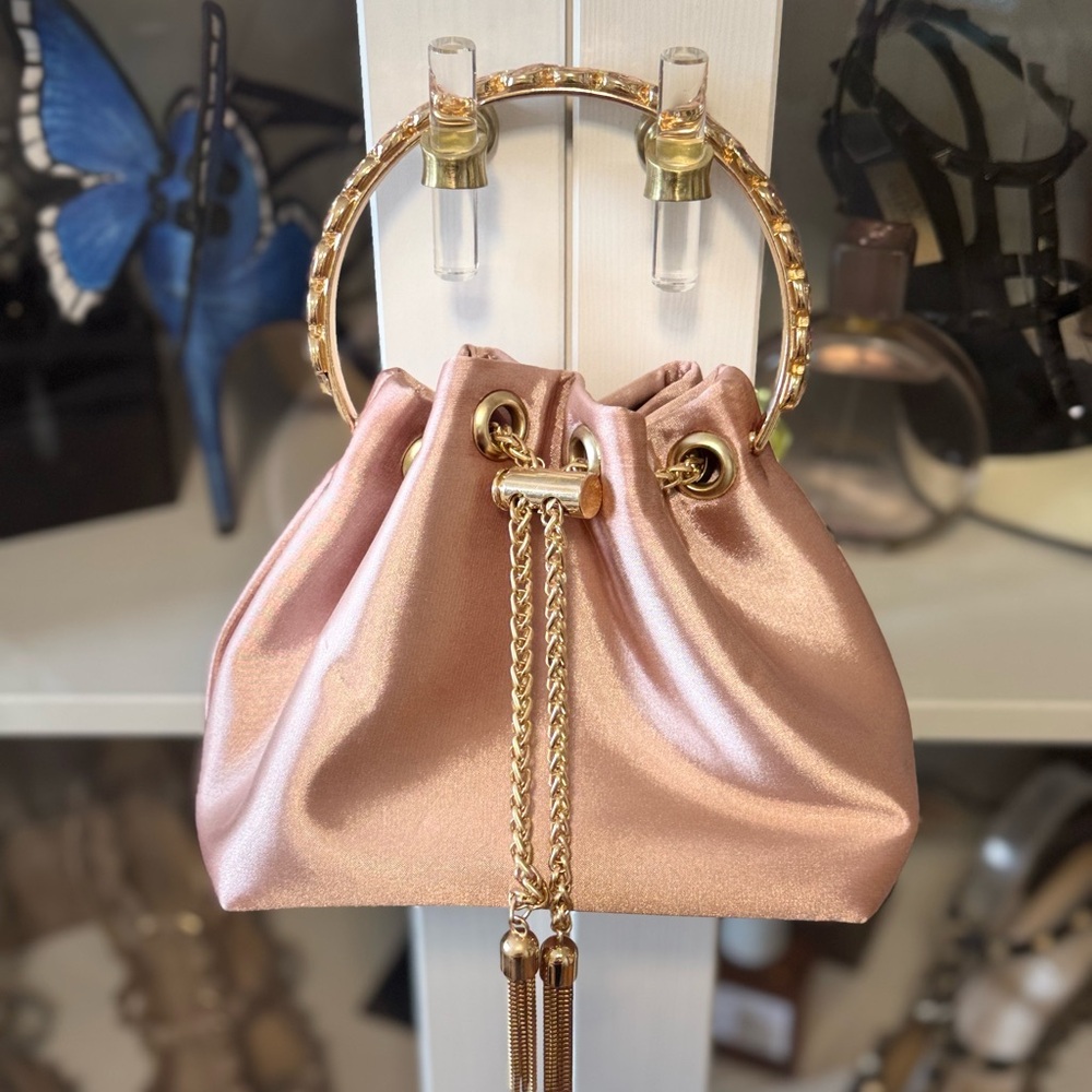 Elegant Pink Satin BonBon Bag